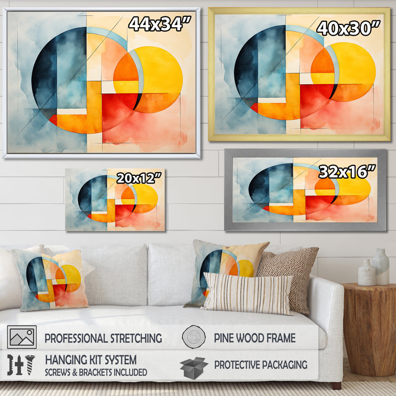 Cubic Soft Colors Tiles V - Art mural géométrique, H 24 po x l 32 po x P 1 po, Toile tendue