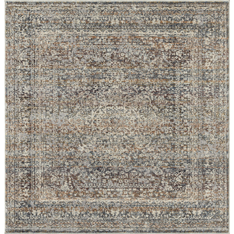 Dmon Floral Indoor Rug, Square 4'