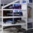 White Metal Queen Size Loft Bed With 16 Static Led Colors, , And Under - Shelves Remote Controlled Speed, Storage