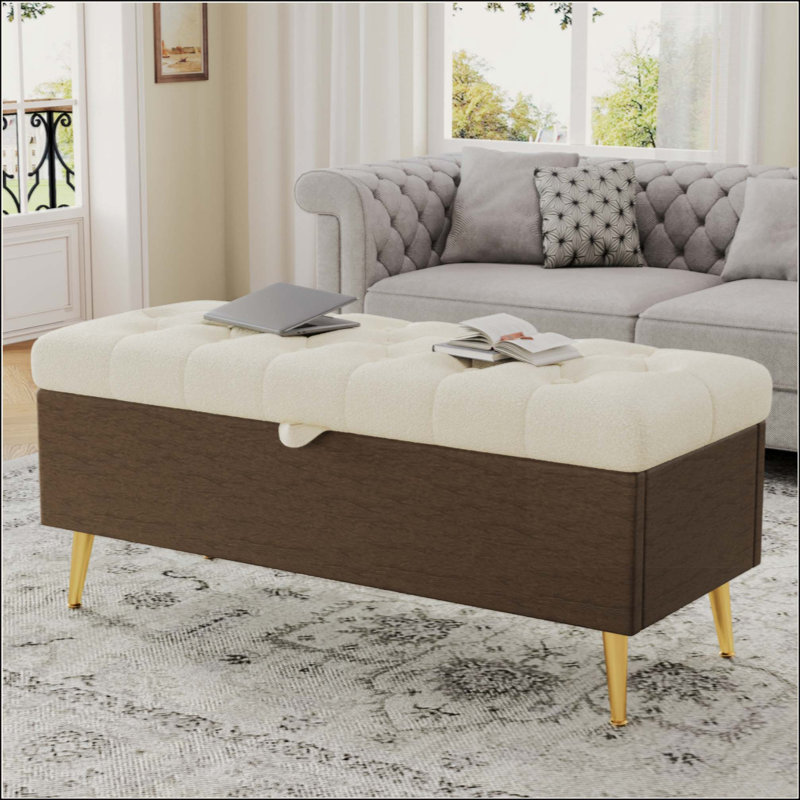Banc de rangement avec repose-pieds Modern Modern, Beige, Beige