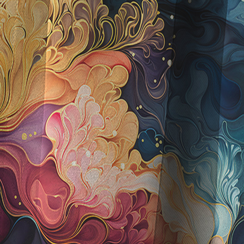 Bleu et mauve Cosmic Voyage Marble Motif I - Rideau occultant en marbre abstrait - 1 panneaux, L 52 po x L 63 po