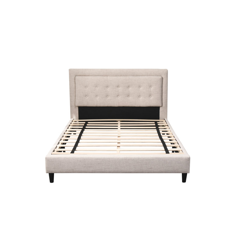 Lit plateforme tapissier Poplar, Grand, Beige