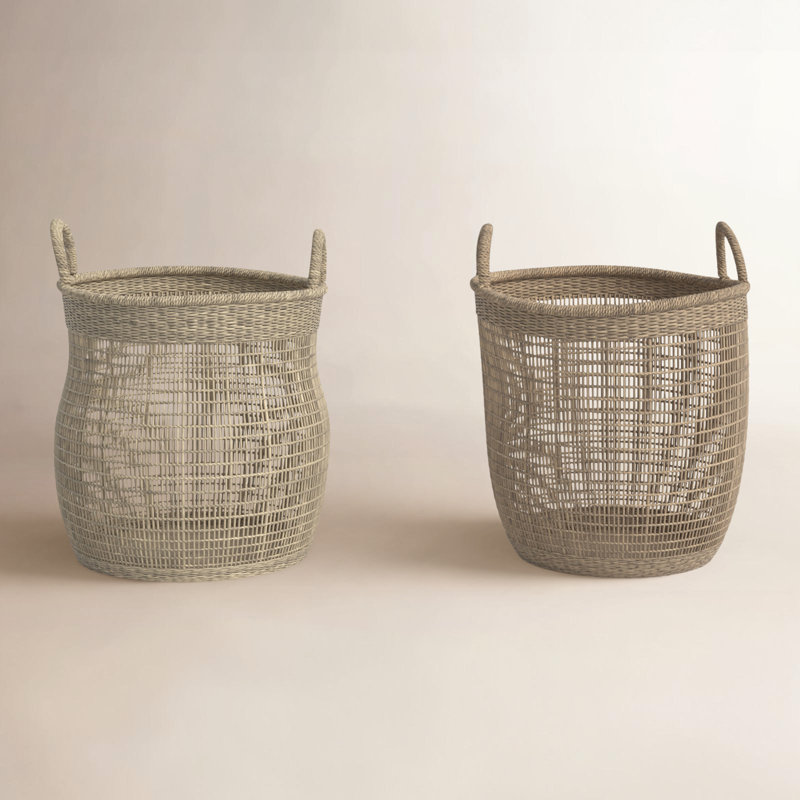 Delma 2 Piece Rattan Basket Set
