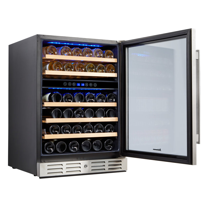 Kalamera Dual Zone 23.5'' 46 Bottle Wine Refrigerator with Reversible Door