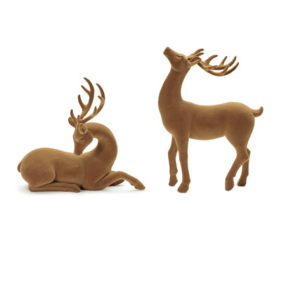 Flocked Holiday Deer Figurine (Set of 2)
