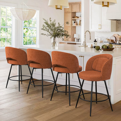 26" H Swivel Metal Bar Stool With Back Pillow