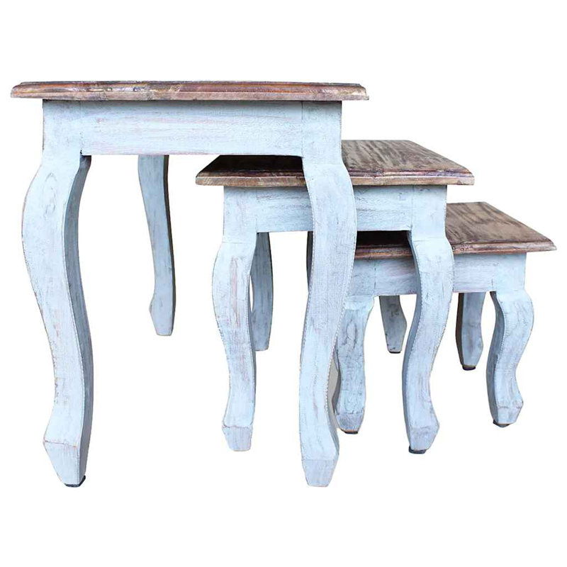 Nesting Table Set 3 Pieces Solid Mahogany Wood