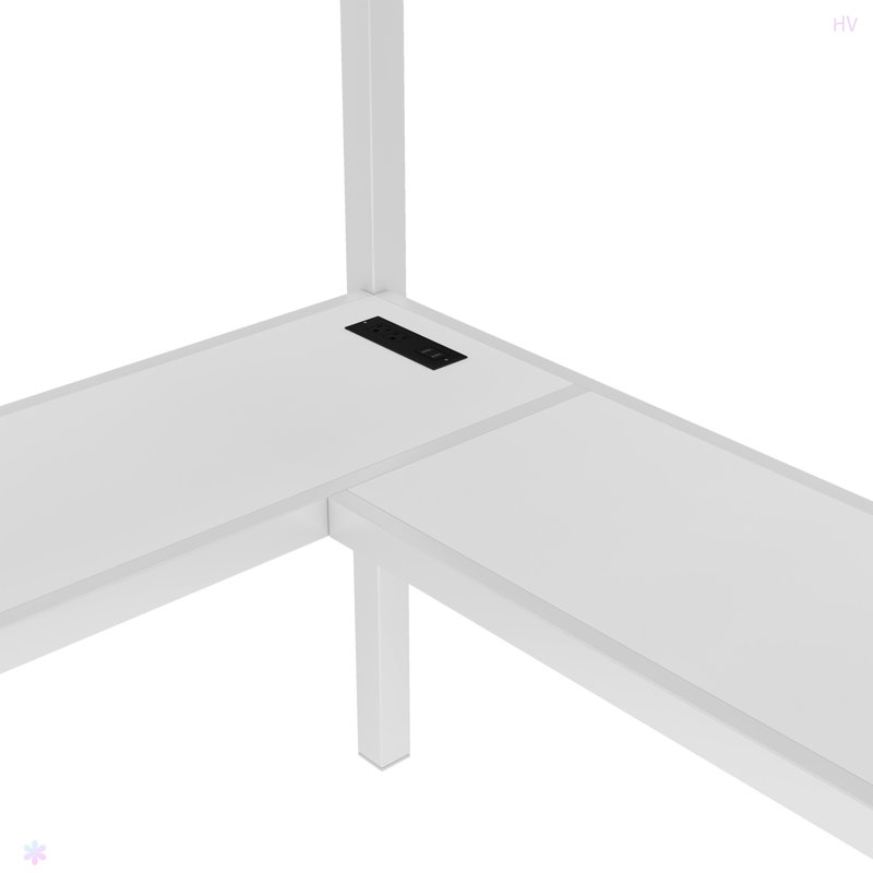 Lit mezzanine avec bureau en L et port USB, lit mezzanine en métal avec garde-robe et tablette réglable, lit mezzanine haut avec DEL pour enfants, adolescents, adultes