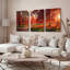 «Autumn Forest Sunset», ensemble de 3 reproductions d'art sur toile tendues-1426984919