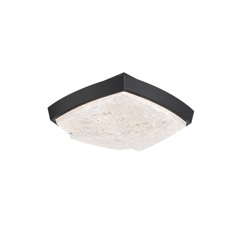 Plafonnier encastré à intensité variable avec diffuseur en cristal récupéré Kenji, Noir