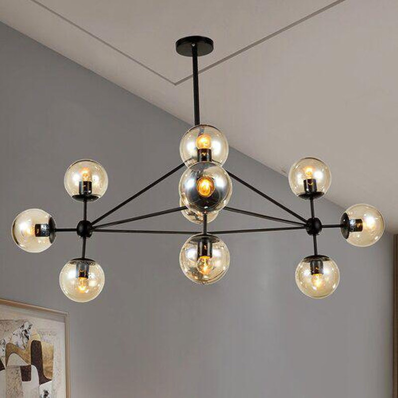 Lustre linéaire spoutnik moderne 10 lumières Veney, H 22 po x l 36 po x P 41 po