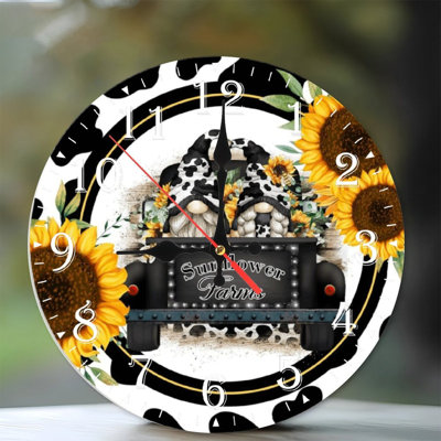 Horloge murale en bois 10 po, mouvement silencieux, à piles (piles AA non incluses), décor artistique, parfait pour les décorations