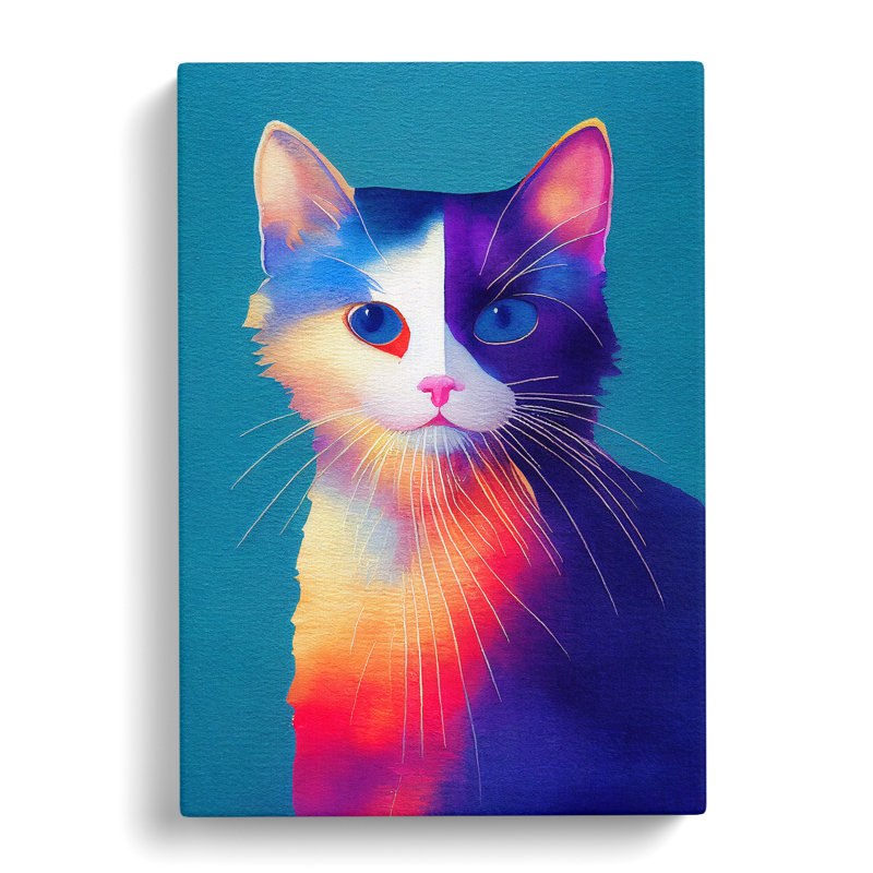 Cat In Watercolour No.5 - Wrapped Canvas, 50cm H x 35cm W x 3cm D