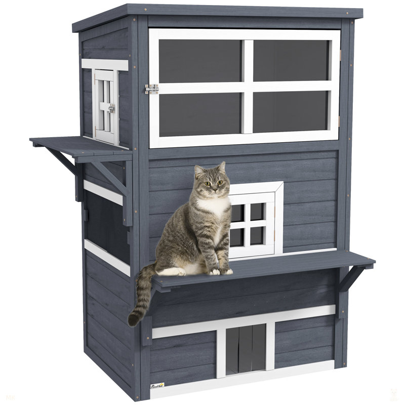 Abri pour chat 3 étages, Gris foncé
