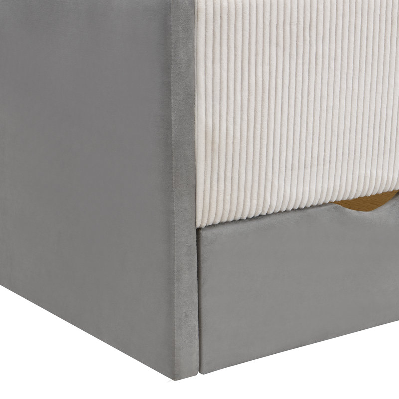 Structure de lit de jour moderne rembourrée avec 2 tiroirs de rangement, pour le salon et la chambre à coucher, Twin, Gray