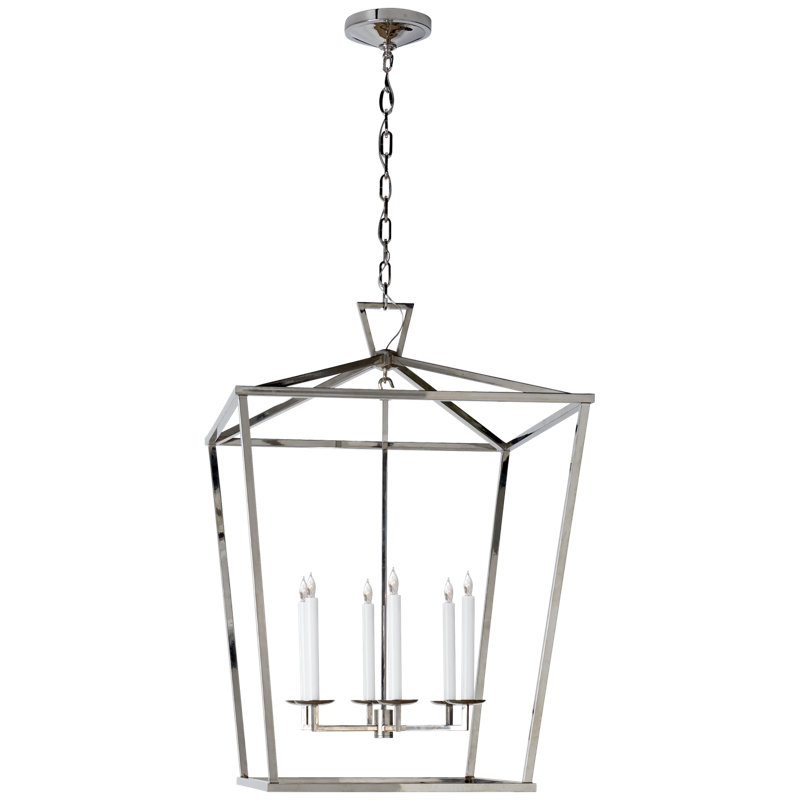 Chapman & Myers Darlana Large Lantern, 34" H x 24" W x 24" D, Polished Nickel
