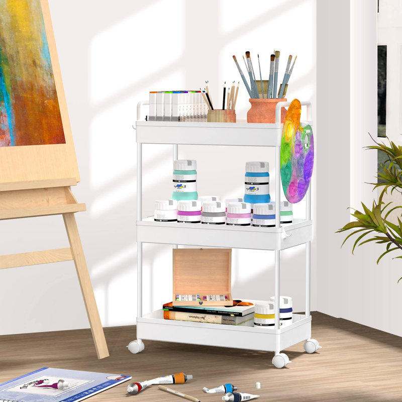 Lidia 66.5cm H x 40.1cm W Utility Cart with Wheels, White