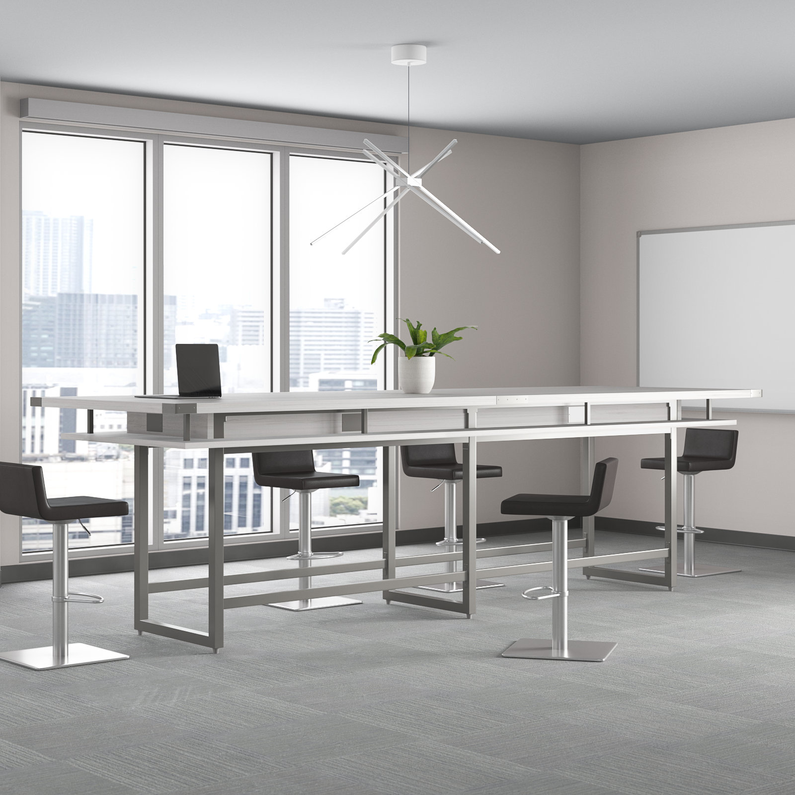 Silver 2 Person Office Desk with Drawers and Overhead Storage 144 x 72 x  30 - Elements by Harmony Collection