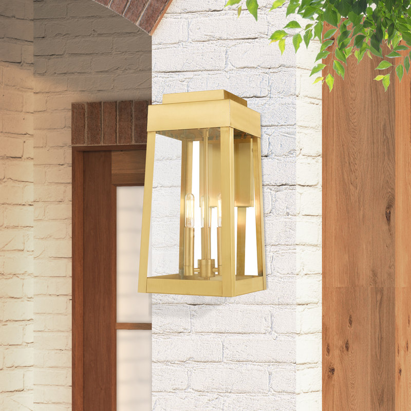 Lanterne murale d'extérieur à 3 ampoules Antionetta, H 16 po x l 8,25 po x P 9,25 po, Laiton satiné