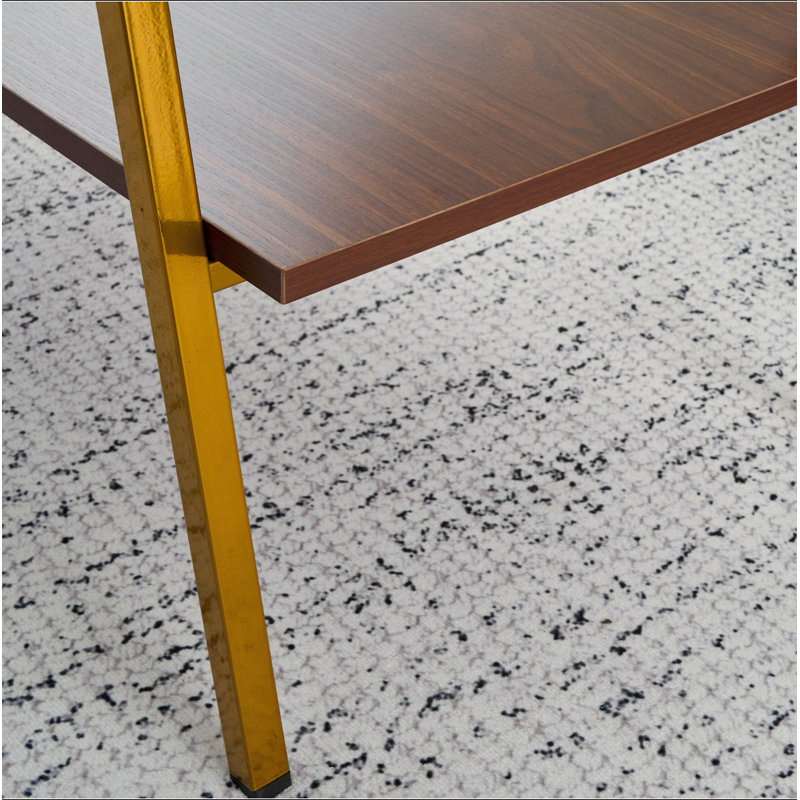 Table basse rectangulaire, plateau en verre trempé avec pieds en métal doré, table de salon moderne, verre transparent