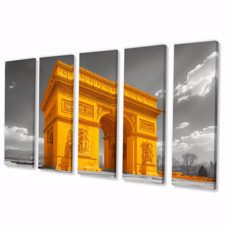 «Yellow Yellow Stone» Monument Arc De Triomphe, ensemble d'art mural sur toile, H 28 po x l 60 po