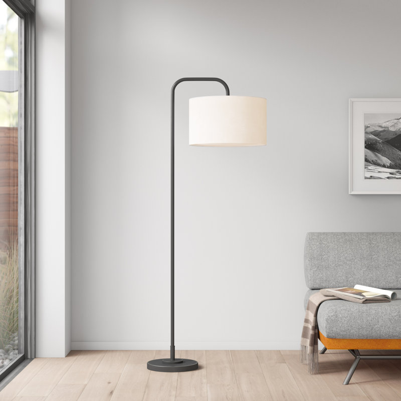 Lampe sur pied arquée 63,75 po Dale, Bronze huilé, Lin naturel