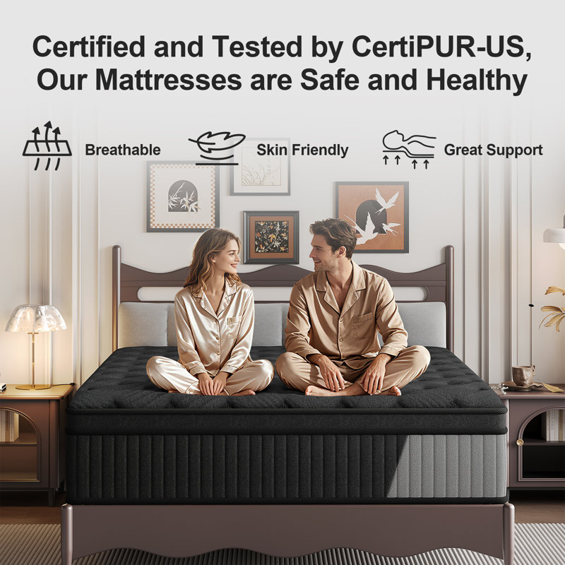 Matelas à ressorts hybride 12 po - Ressorts ensachés individuellement avec des couches de mousse confortables, respirantes et de soutien pour un sommeil réparateur