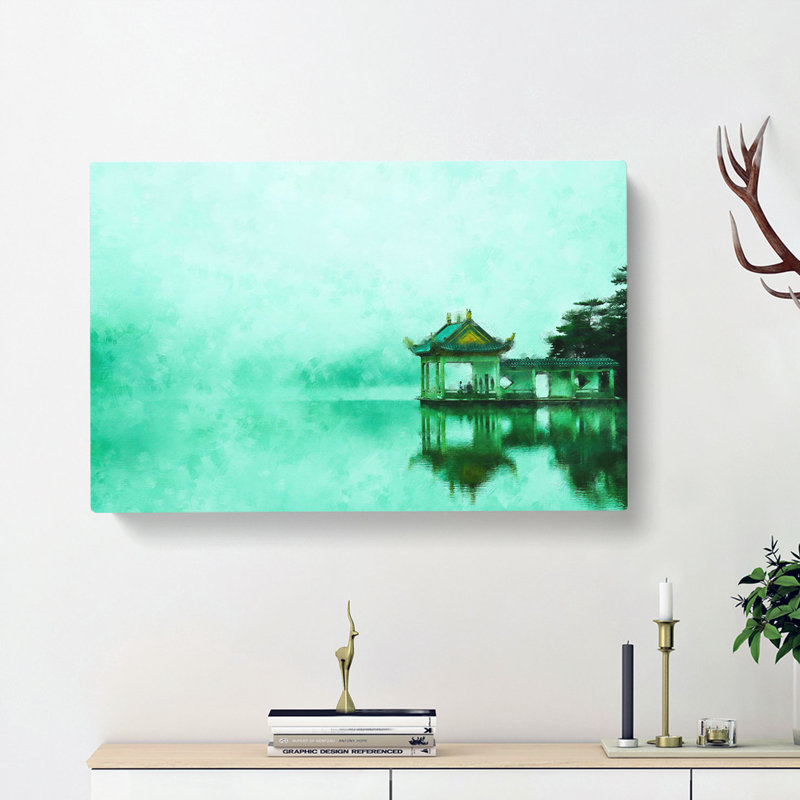 Reflections Of Lake Lushan In China - Wrapped Canvas Painting, 35cm H x 50cm W x 3cm D
