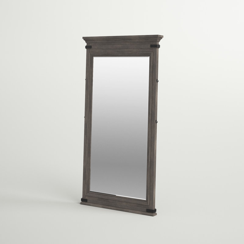 Lacroix Forge 37" Wide Floor Mirror, Brushed Steel