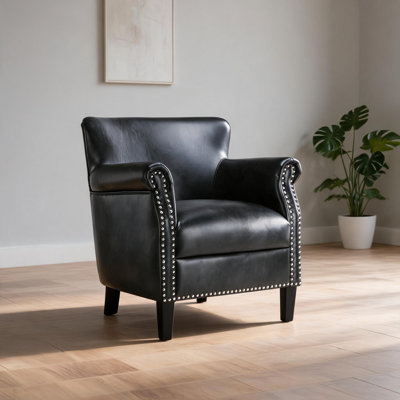 Fauteuil club 1 place, revêtement en similicuir avec garniture cloutée, sièges d'appoint confortables pour le salon et la chambre à coucher