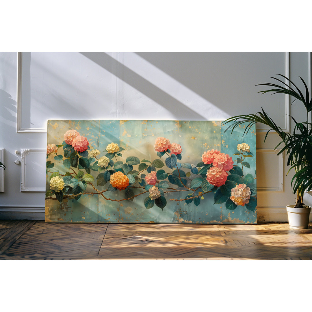 Wandbild 120x60cm Blumen Blüten Ast Frühling abstrakter Hintergrund