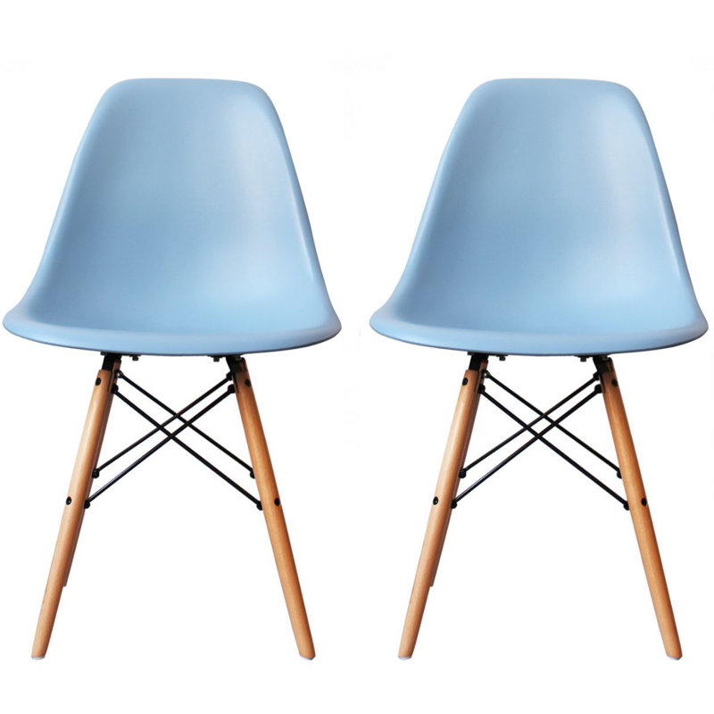 19'' H Side Chair, Blue, Natural
