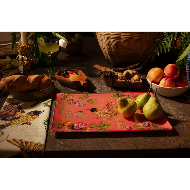 Weaver Garden Acrylic Tray, 18" W x 14" D x 1.5" H, Coral
