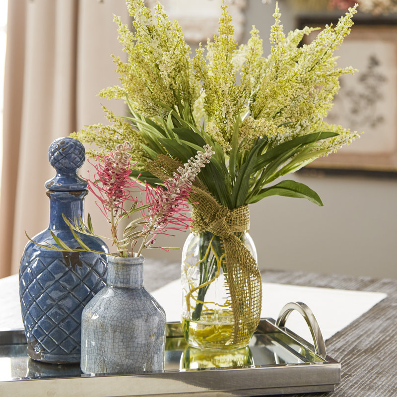 Spring Additions White Heather in Acrylic Water Mason Jar