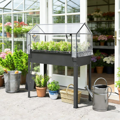 Jardinières modernes en acier, boîte de jardin surélevée spacieuse pour la maison