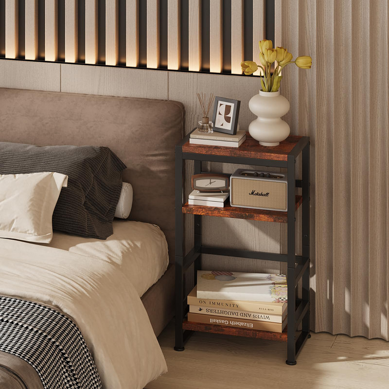 H Media Shelves, Rustic Brown