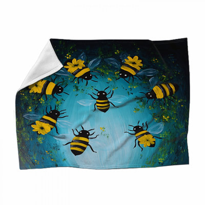 Bees Fleece Throw Blanket - Insects Throws for Sofas or Beds