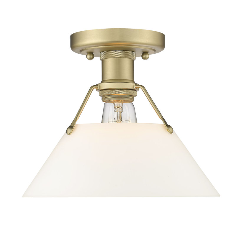 Plafonnier encastré à une lumière de 10 po Weatherford, Bronze champagne brossé, Verre opale