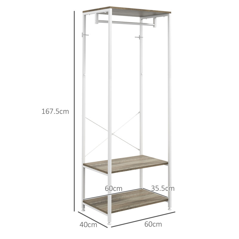 Hall Tree, White/Grey