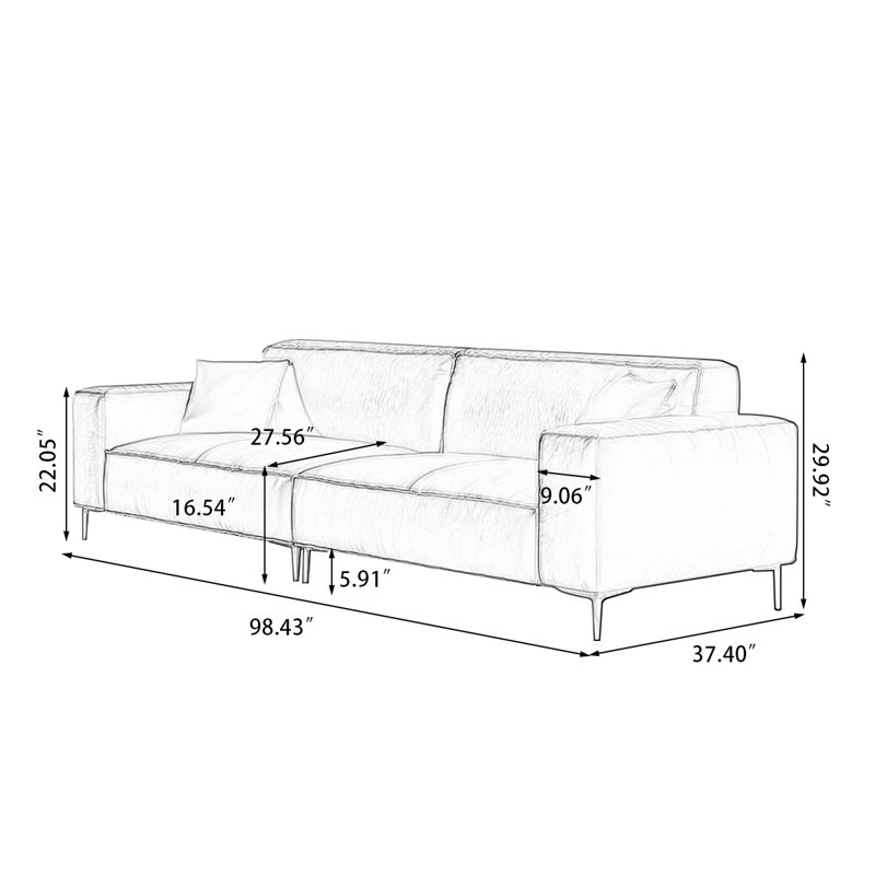 Canapé modulaire en cuir véritable, H 29,92 po x l 98,43 po x P 37,4 po, 3, Vert
