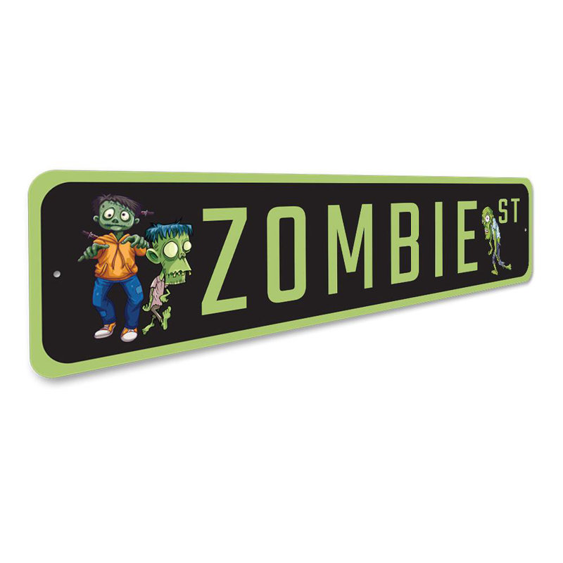 Plaque en aluminium Zombie Street, H 4 po x l 18 po x P 0,04 po