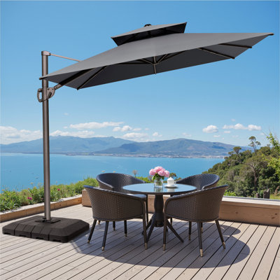 12' X 9' Rectangular Cantilever Umbrella with Counter Weights