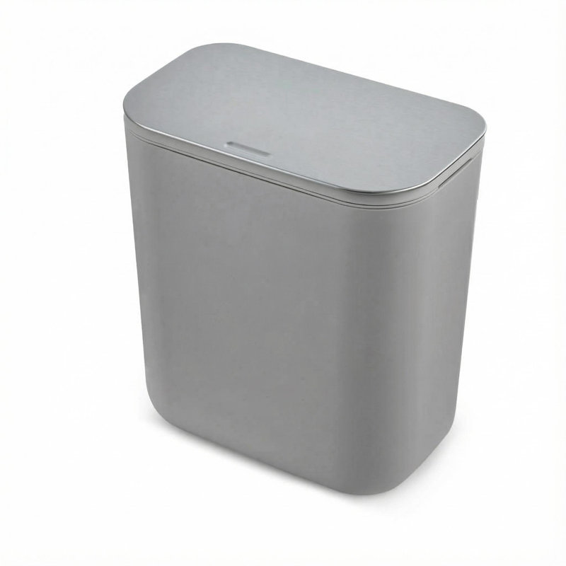 Poubelle suspendue de 1,8 à 2,4 gallons avec couvercle en acier inoxydable pour la cuisine, Gris, 2,4 gallons