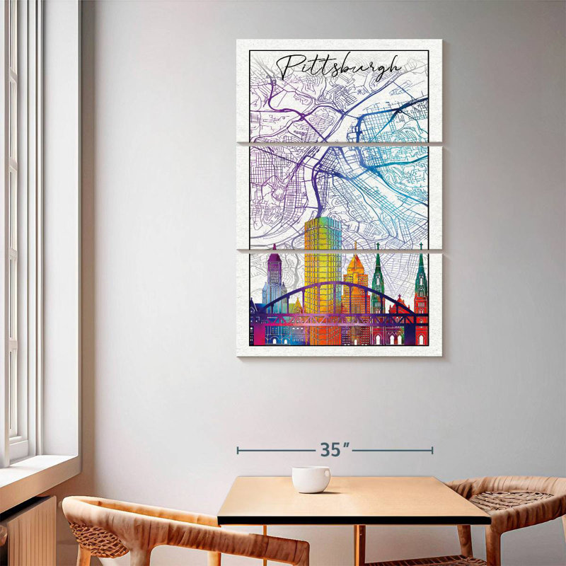 Carte de la ville de Aliaz Pittsburgh, H 65 po x l 42 po