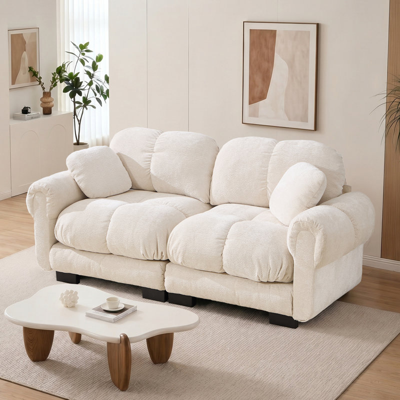 Standard W 76.3",SD 33.8",Loveseat Upholstered Sofa With 2 Throw Pillows For Living Room, Apartment, Small Family House,Tiny Space,Seats 2, Modular Sectionals,Easy Assembly,Soft Cloud-Like, Glossy Chenille