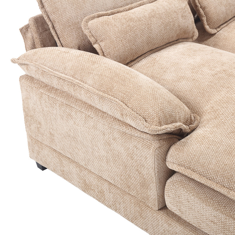 Odas 110.63'' Modular Sofa, Cream Chenille