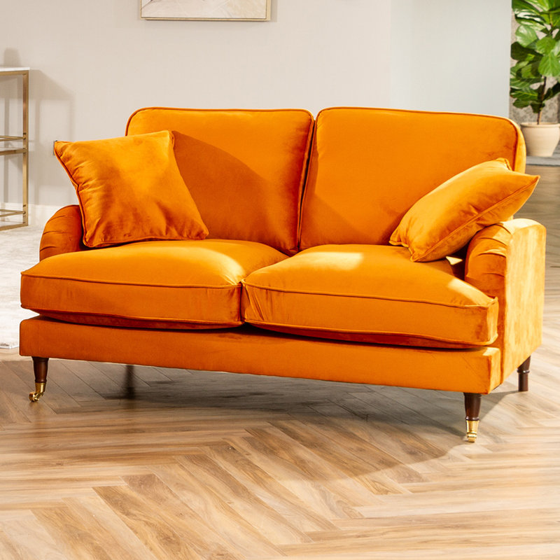 Fabiola 2 Seater Velvet Loveseat, Orange