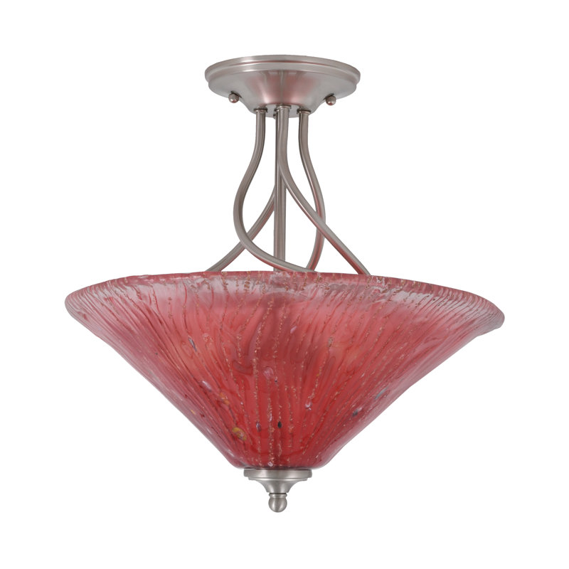 3 ampoules Capri semi-encastrées avec verre de 16 po, Framboise, Noir mat