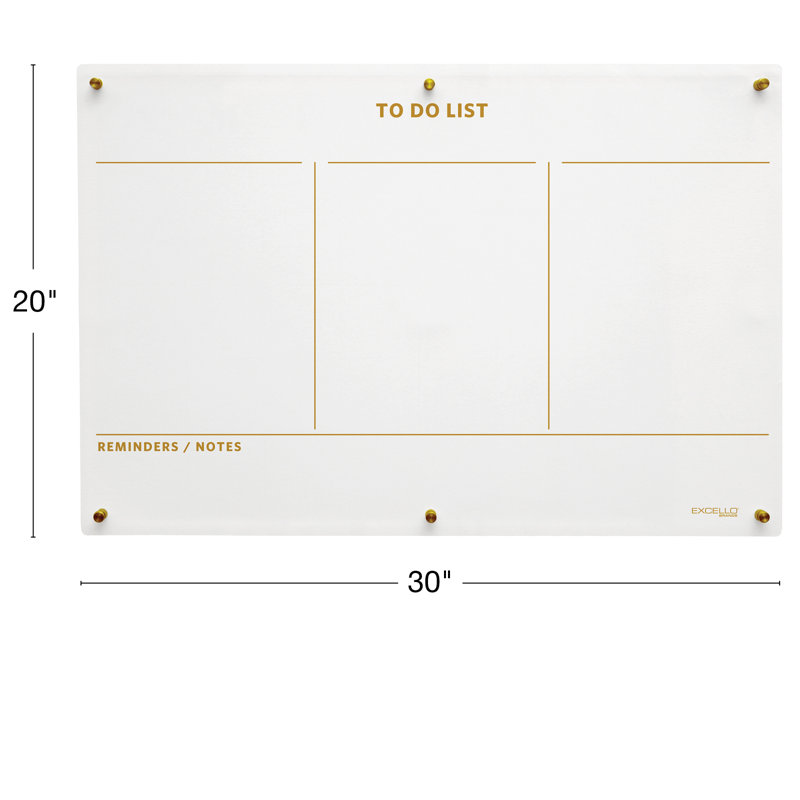 Tableau mural effaçable à sec en acrylique Excello Brands, 20 po x 30 po, imprimé doré, Doré