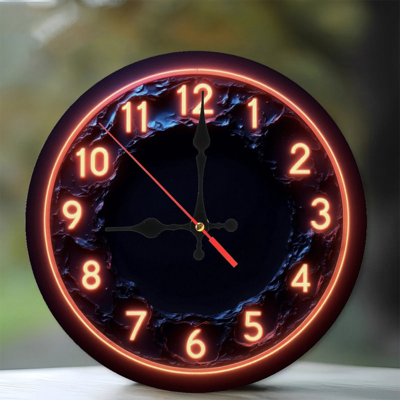 Horloge de style néon avec vide texturé